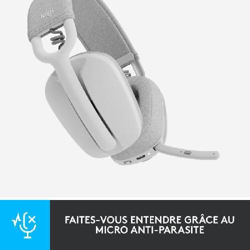 Casque  - Microphone Logitech - Casque d'écoute léger sans fil avec Micro anti-bruit de fond - Zone Vibe 100 - Blanc