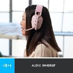 Casque  - Microphone Logitech - Casque d'écoute léger sans fil avec Micro anti-bruit de fond - Zone Vibe 100 - Rose