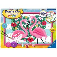 Loisirs Creatifs Et Activites Manuelles Numéro d'art - grand format - Flamingos amoureux - Ravensburger - Kit complet de Peinture au numéro - Des 9 ans