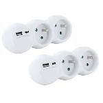 Lot 2 domino CHACON - 47002 - 2x16A avec USB-A +USB-C - Blanc (FR)