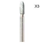 Lot de 3 Meules DREMEL 83322 -Pour Rectifier-Meuler. En Carbure de Silicium. O 3.2mm. Forme Conique Arrondi-