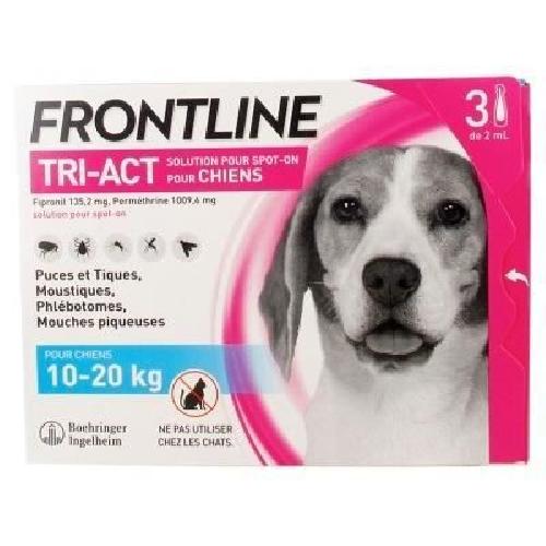 Antiparasitaire - Pipette - Lotion - Collier - Pince - Spray -shampoing - Crochet Tique Lot de 3 pipettes Frontline Tri-Act pour chien de 10 a 20kg
