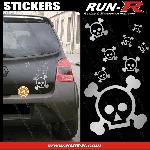 Lot stickers tete de mort SKULL RAIN format A4 - ARGENT - Run-R