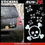 Lot stickers tete de mort SKULL RAIN format A4 - CHROME - Run-R