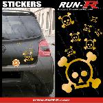 Lot stickers tete de mort SKULL RAIN format A4 - DORE - Run-R