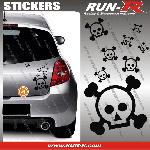 Stickers Monocouleurs Lot stickers tete de mort SKULL RAIN format A4 - NOIR - Run-R