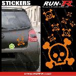 Lot stickers tete de mort SKULL RAIN format A4 - ORANGE - Run-R