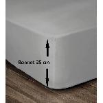 LOVELY HOME Drap Housse 100% Coton 160x200cm - Bonnet 35cm - Gris clair