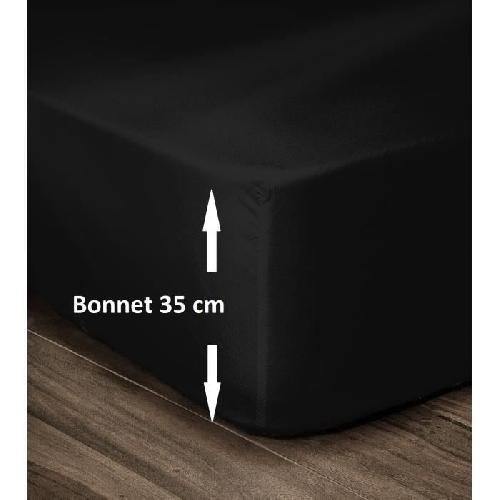 Drap Housse LOVELY HOME Drap Housse 100% Coton 180x200cm - Bonnet 35cm - Noir