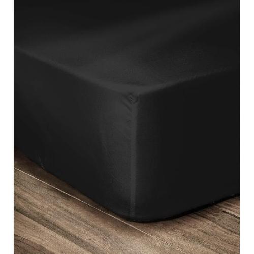 Drap Housse LOVELY HOME Drap Housse 100 coton 180x200x25 cm - Noir