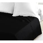 LOVELY HOME Drap Plat 100% coton 180x290 cm - 1 personne - Noir