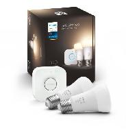 Luminaire D'interieur Ampoules connectées Philips Hue Kit de démarrage ampoule connectée White 9.5 Watt E27 x2 + Philips Hue Bridge
