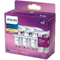 Luminaire D'interieur Ampoules LED GU10 Philips - Pack de 3 - 50W - Blanc chaud - Éclairage intérieur