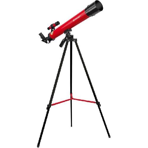 Telescope Lunette astronomique 45/600 AZ - BRESSER JUNIOR - Grossissement jusqu'a 100x - Trépied réglable en hauteur - rouge