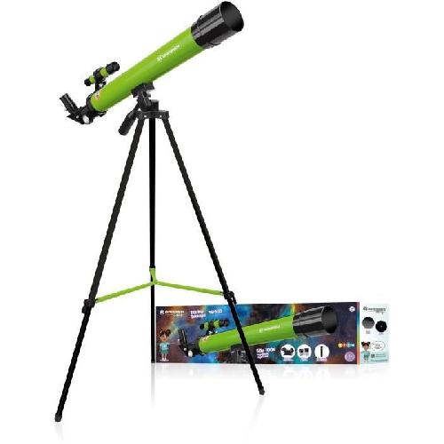 Telescope Lunette astronomique 45/600 AZ - BRESSER JUNIOR - Grossissement jusqu'a 100x - Trépied réglable en hauteur - vert