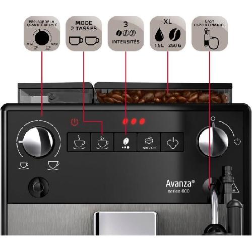 Combine Cafetiere-expresso Machine a café - MELITTA - Avanza F270-100 - Réservoir d'eau 1.5 L - Réservoir a grains 250 g - 1450 W - Gris titanium