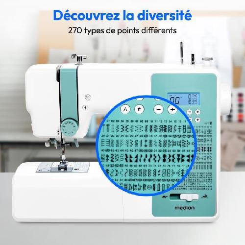 Machine A Coudre Machine a Coudre Numerique - MEDION - SD 36 - 38W - 270 Points - 700 tr-min - LED - Turquoise