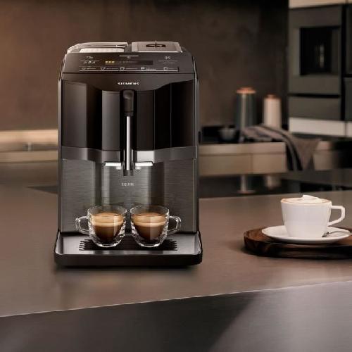 Machine A Cafe Expresso Broyeur Machine a espresso Auto SIEMENS EQ.300 TI355209RW - Inox foncé et noir lustré - 1300 W - 15 bars - 5 boissons