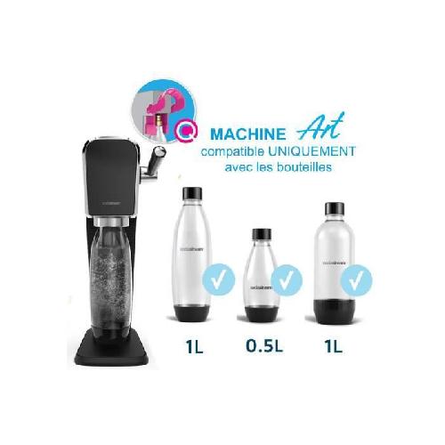 Gazeificateur - Machine A Sodas Machine a soda et eau petillante SODASTREAM - ART Noire - 2 bouteilles compatible lave-vaiselle - 1 recharge de gaz 60L