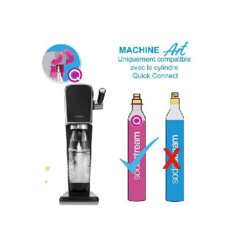 Gazeificateur - Machine A Sodas Machine a soda et eau petillante SODASTREAM - ART Noire - 2 bouteilles compatible lave-vaiselle - 1 recharge de gaz 60L