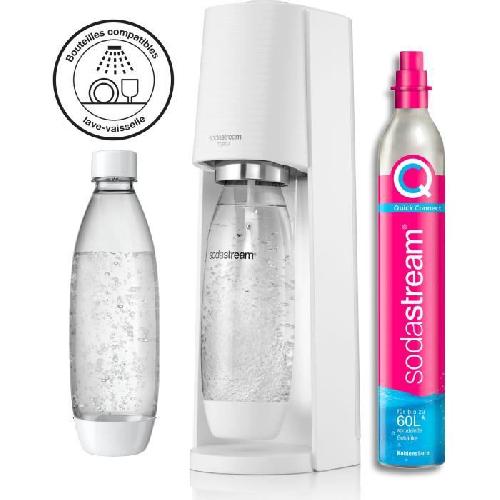 Gazeificateur - Machine A Sodas Machine a soda et eau petillante SODASTREAM - TERRA Blanche - 2 bouteilles compatible lave-vaisselle - 1 recharge de gaz 60L