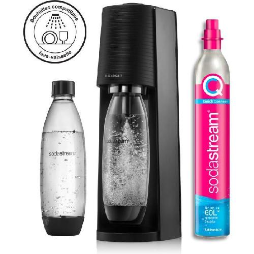 Gazeificateur - Machine A Sodas Machine a soda et eau petillante SODASTREAM - TERRA Noire - 2 bouteilles compatible lave-vaisselle - 1 recharge de gaz 60L