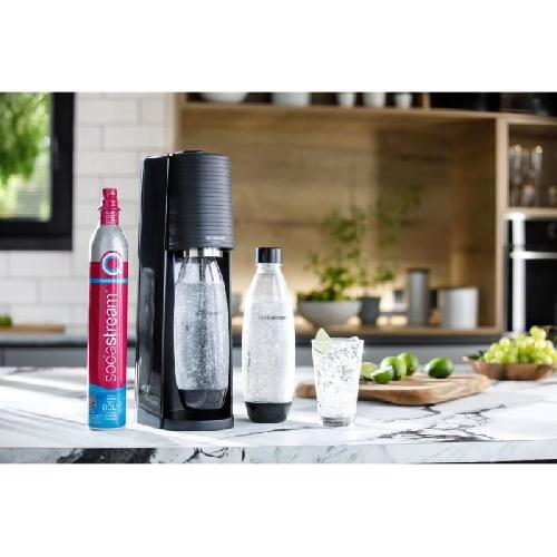 Gazeificateur - Machine A Sodas Machine a soda et eau petillante SODASTREAM - TERRA Noire - 2 bouteilles compatible lave-vaisselle - 1 recharge de gaz 60L