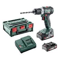 Machine Outil Pack Perceuse visseuse Compacte brushless sans fil 18V 55Nm mandrin 13mm+ 2 batteries 2Ah + chargeur + Metabox145 -METABO- BS18LBL