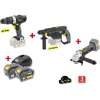 Machine Outil X-FIT PACK « GROS oeUVRE » 3 machines 18V + 2 batteries 18V 3.0Ah - Perceuse percu-visseuse + Marteau Perfo + Meuleuse d'angle