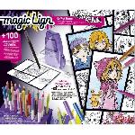 Jeu De Coloriage - Dessin - Pochoir Magic Lign - LANSAY - Coffret Repro Manga Chibi - 100 illustrations - Des 7 ans