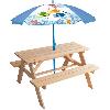 Maison De Jeux Exterieure - Maisonnette Mobilier de jardin - FUN HOUSE - Table pique-nique en bois Ma Petite Carapace H.53xL.95xP.100 cm avec parasol tortue H.125x100 cm