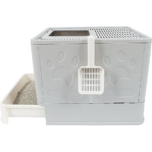 Maison De Toilette - Filtre A Charbon - Tapis Exterieur Maison de toilette - M PETS - SILE TOP - Gris - 51 x 41 x 12.5 cm - Pratique. démontable. tiroir coulissant. pelle incluse