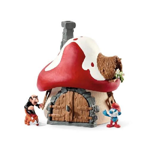 Figurine Miniature - Personnage Miniature Maison des Schtroumpfs avec 2 figurines. des 3 ans. Schleich 20803 THE SMURFS? - figurine. 19 x 19 x 19 cm