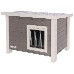 Maison pour chat - KERBL - ECO Eli - Gris / Blanc - 57 x 45 x 43 cm