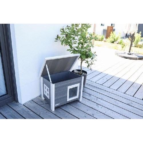 Maison De Toilette - Filtre A Charbon - Tapis Exterieur Maison pour chat - KERBL - ECO Eli - Gris / Blanc - 57 x 45 x 43 cm