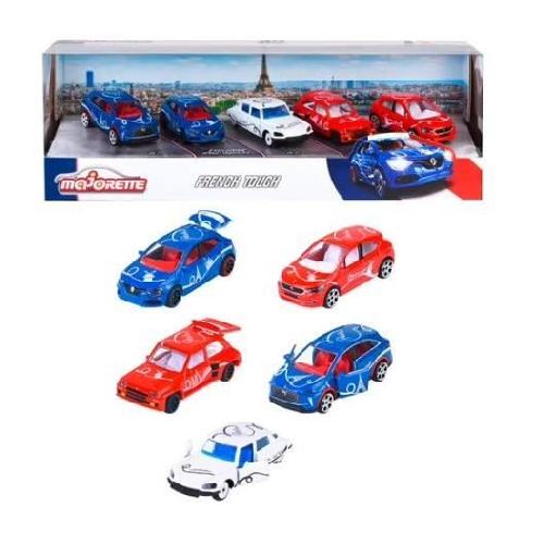 Vehicule Miniature Assemble - Engin Terrestre Miniature Assemble Majorette - French Touch - Coffret de 5 voitures francaises celebres