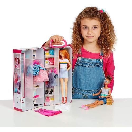 Vetement - Accessoire Poupee Mallette Armoire Barbie - Klein - Pour Vetements et Accessoires de Poupées - Rose et Multicolore
