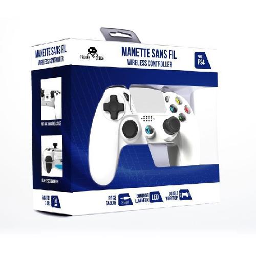 Manette Jeux Video Manette Sans Fil Blanche avec Prise Jack pour casque et boutons lumineux pour PS4