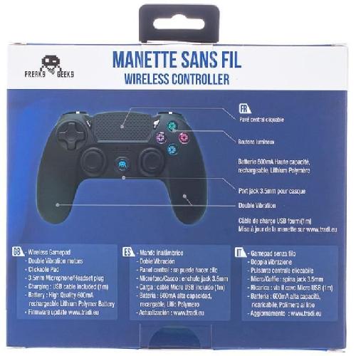 Manette Jeux Video Manette Sans Fil Noire avec Prise Jack pour casque et boutons lumineux pour PS4