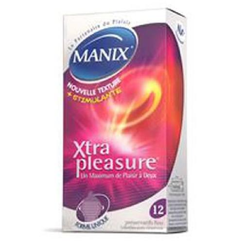 MANIX Xtra Pleasure Double Stimulation Boite de 12 preservatifs - 52 mm - Couleur naturelle