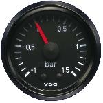 Manometre pression Turbo mecanique - 0-1.5b - fond noir - Diametre 52mm