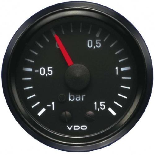 Manometres Manometre pression Turbo mecanique - 0-1.5b - fond noir - Diametre 52mm