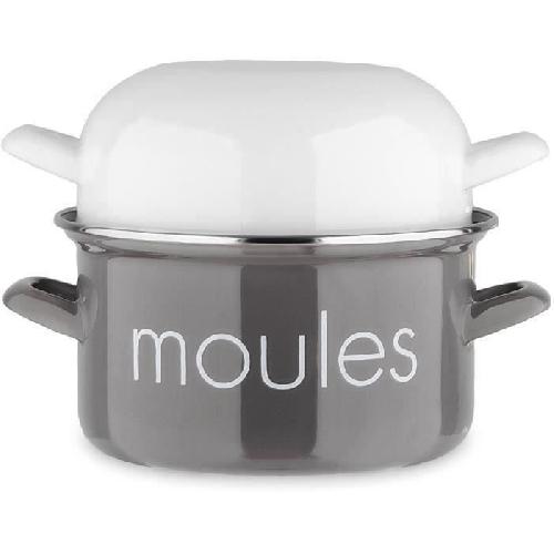 Marmite a moule BAUMALU 22 cm - Décor moules - Couvercle blanc - Gris