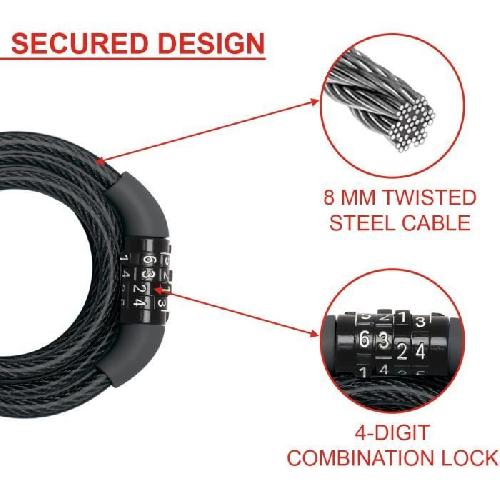 Antivol MASTER LOCK Cable Antivol Vélo - 1.2 m câble