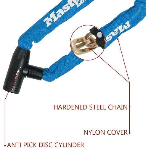 Antivol MASTER LOCK Chaîne Antivol Vélo [Clé] [90 cm Chaîne] [Bleu] 8391EURDPROCOLB