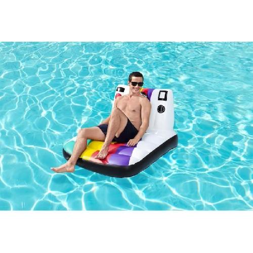 Fauteuil - Chaise Longue - Matelas Gonflable Piscine Matelas gonflable de piscine - BESTWAY - Polaroid - 1 adulte. 90 kg - Blanc et multicolore