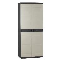 Materiel Chantier Armoire haute avec étageres - PLASTIKEN - Titanium - 70 x 44 x 176 cm - Beige et Noir