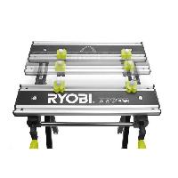 Materiel Chantier RYOBI - Etabli aluminium pliable orientable avec réglage hauteur - table 600 x 570 x 760 - Avec 4 mors & clé de service - RWB03