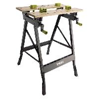 Materiel Chantier RYOBI - Etabli pliable orientable a 90° - table bambou 605 x 625 x 790 mm - 6.5 kg - Livré avec 4 mors et 1 clé de service - RWB02