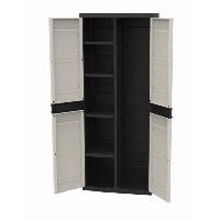 Materiel Chantier TITANIUM PLASTIKEN Armoire 2 portes avec étageres et penderie l70 x p44 x h176 cm Beige et Noire Gamme TITANIUM Intérieur/Extérieur